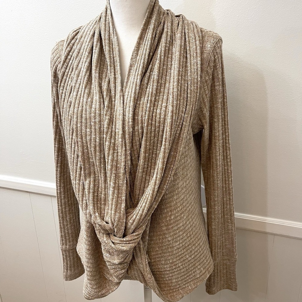 Evy's Tree‎ Women's Long Sleeve Oatmeal Scarf Sweater Drape Neck S/M